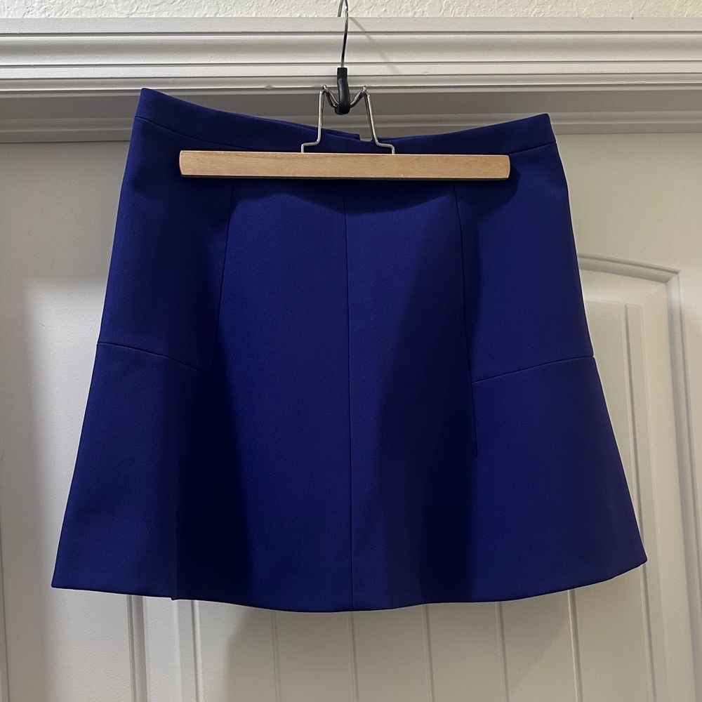 J. Crew Fluted Flare Double Crepe High Waist Cobalt Blue Skirt